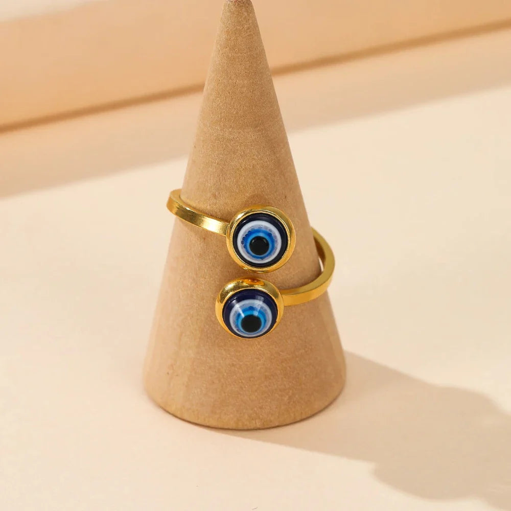 Elegant Turkish Ring Against the Evil Eye gold