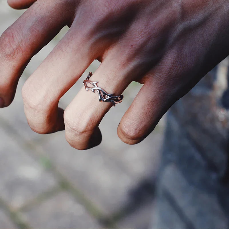 Silvered Coral Branch Ring