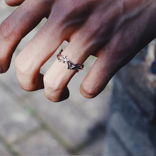 Silvered Coral Branch Ring
