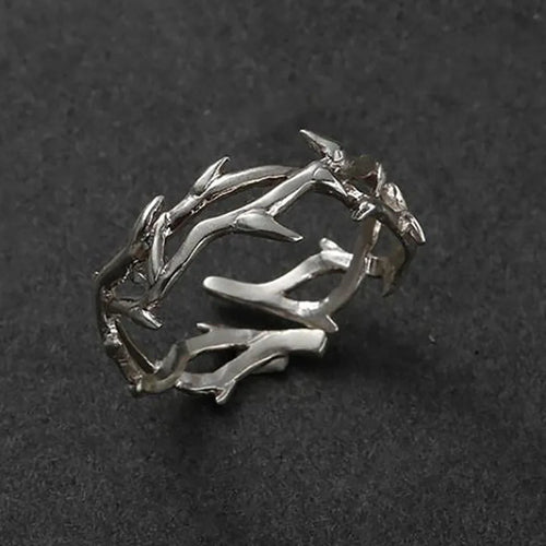Silvered Coral Branch Ring