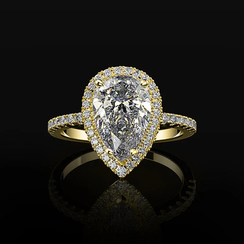 Gold Water Drop Zircon Ring