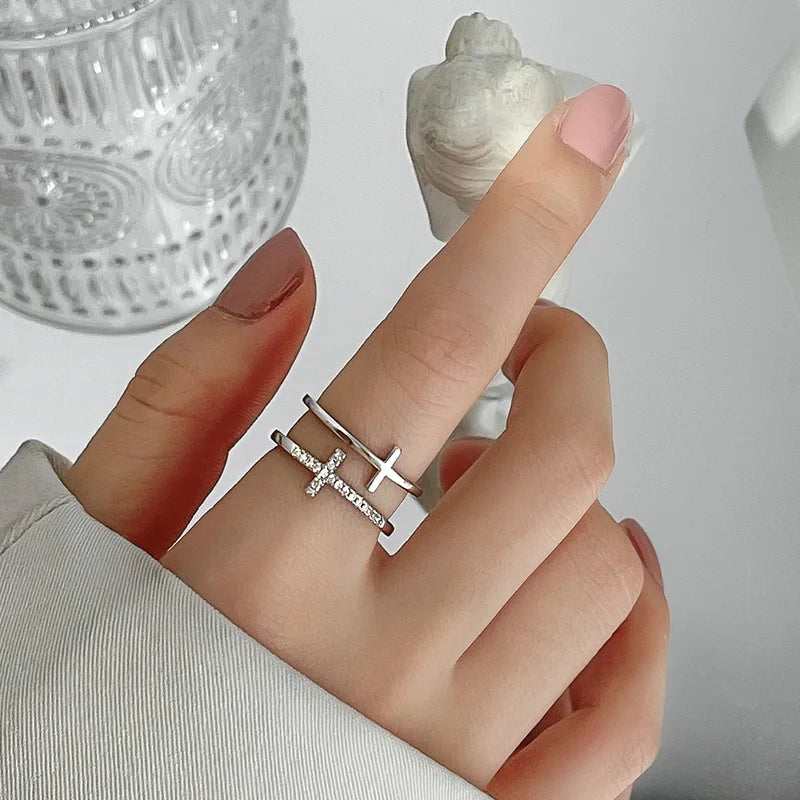 Women's Cross Ring Christian silver