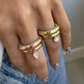 Fine Water Drop Ring with Zircon Pearl 1