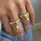 Fine Water Drop Ring with Zircon Pearl 1