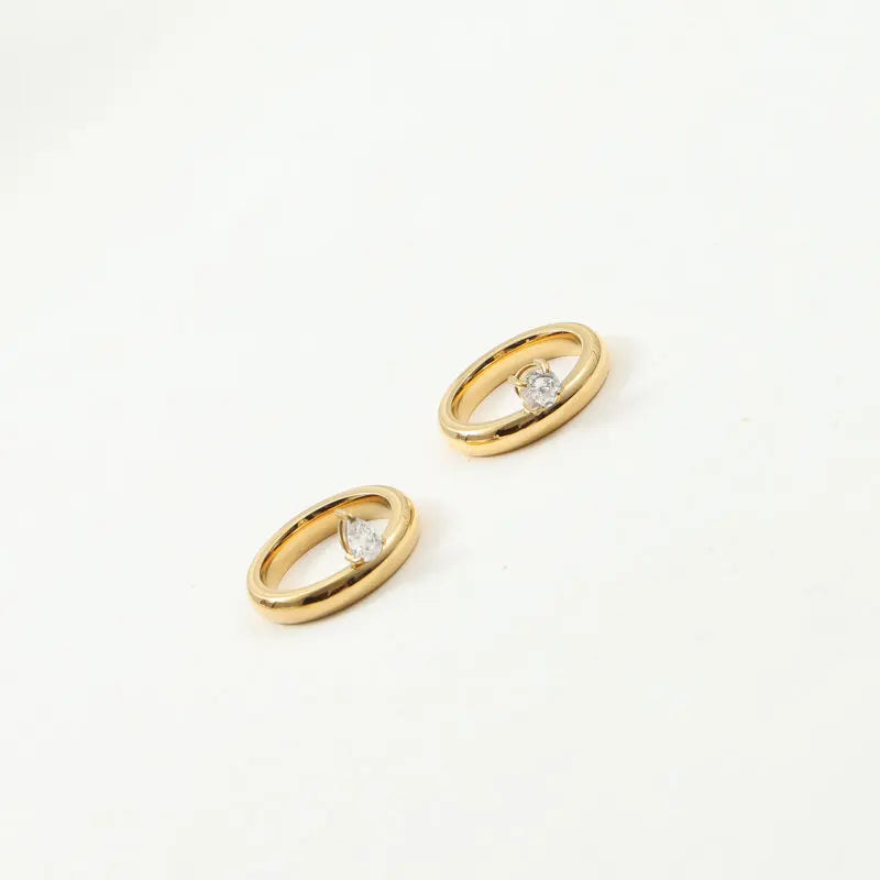 Fine Water Drop Ring with Zircon Pearl 2