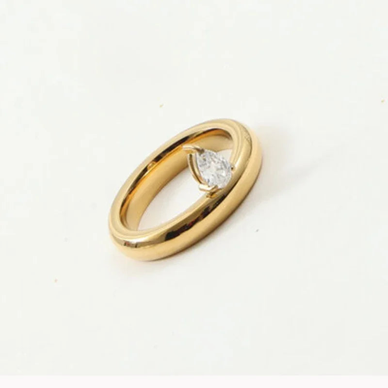 Fine Water Drop Ring with Zircon Pearl 1