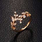 Autumn Laurel Leaf Ring in Gold Zircon