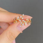 Autumn Laurel Leaf Ring in Gold Zircon
