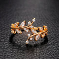 Autumn Laurel Leaf Ring in Gold Zircon
