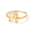 Fine personalized ring with initial r