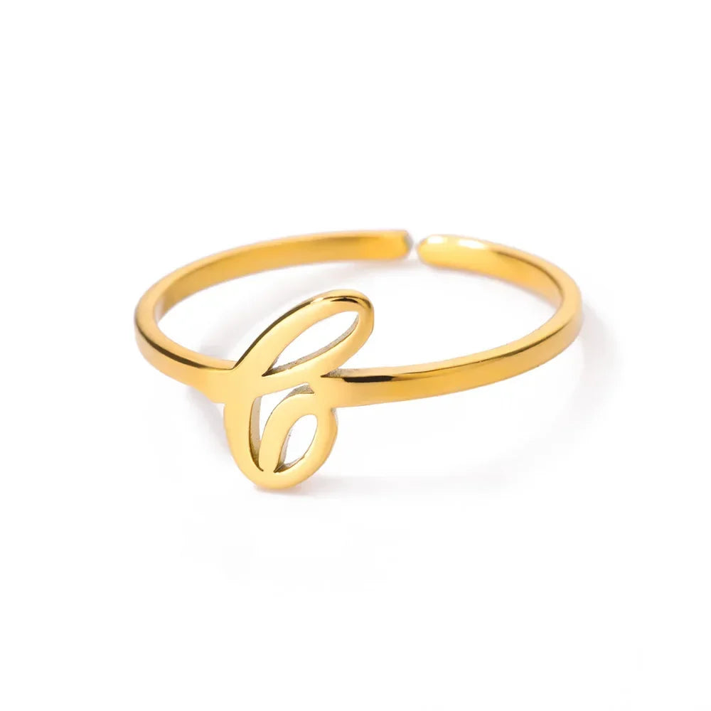 Fine personalized ring with initial j