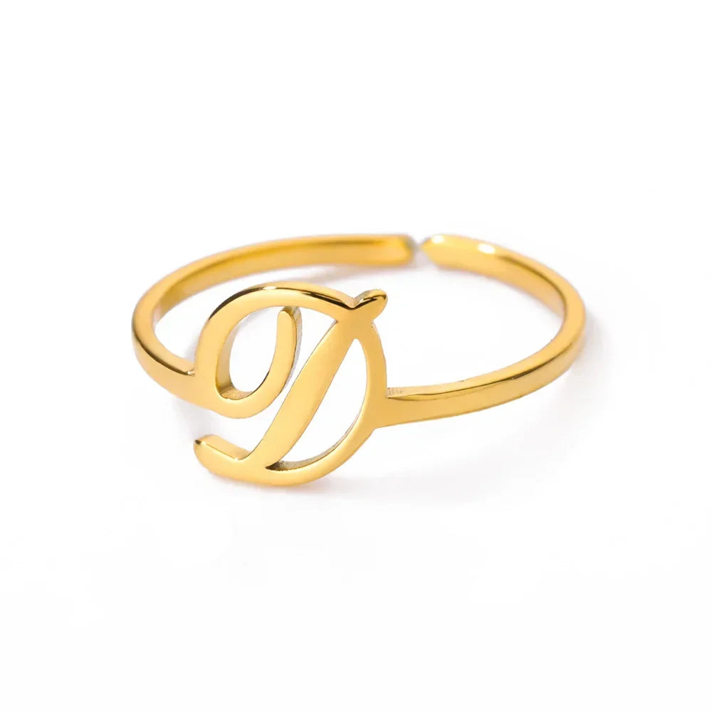 Fine personalized ring with initial d