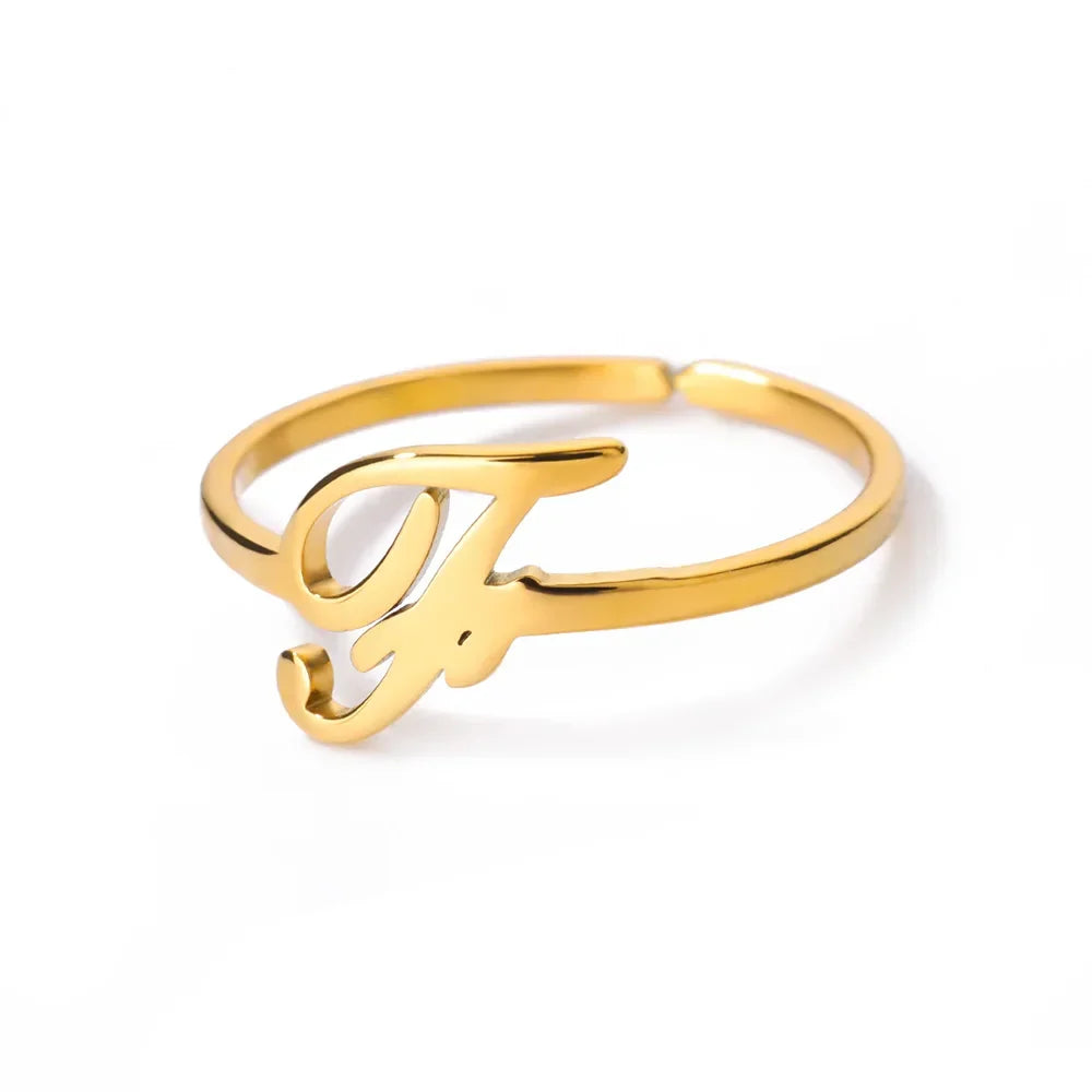 Fine personalized ring with initial f