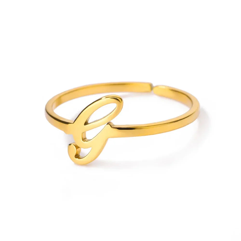 Fine personalized ring with initial g