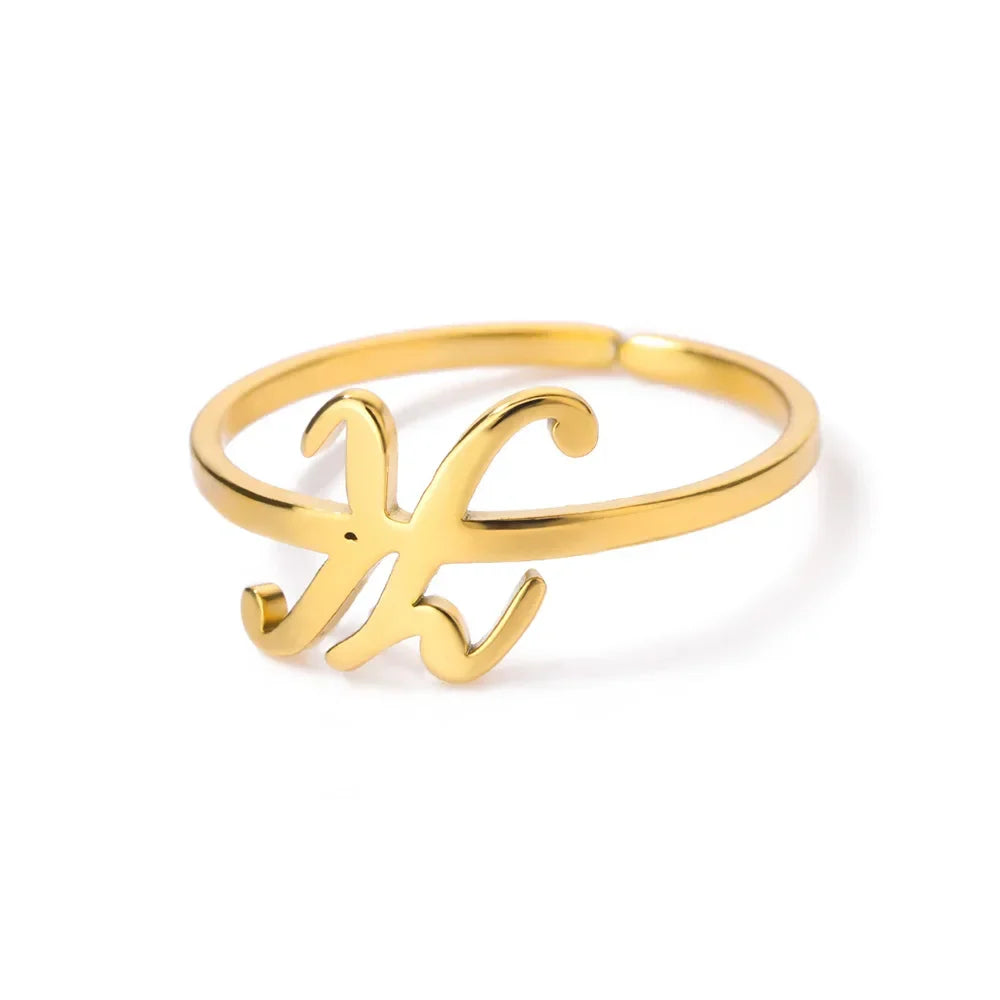 Fine personalized ring with initial k