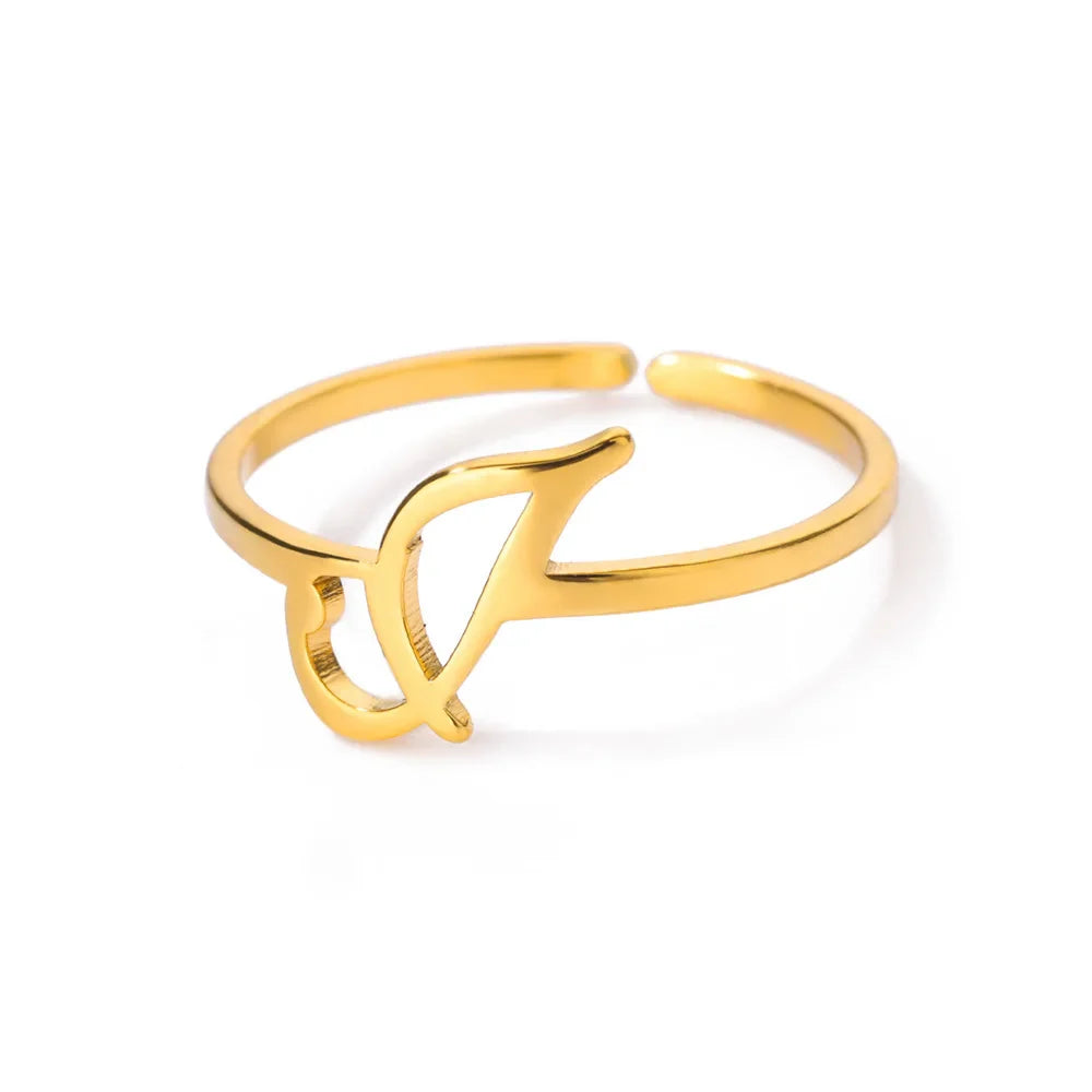 Fine personalized ring with initial j