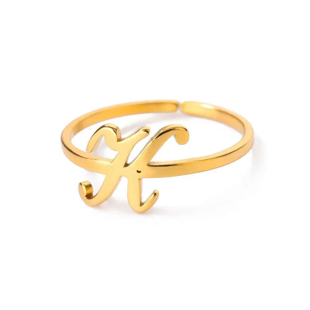 Fine personalized ring with initial k