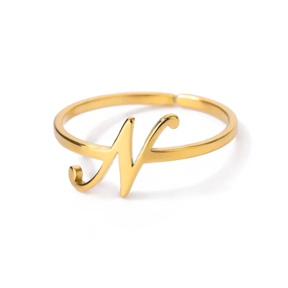 Fine personalized ring with initial n