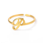 Fine personalized ring with initial p