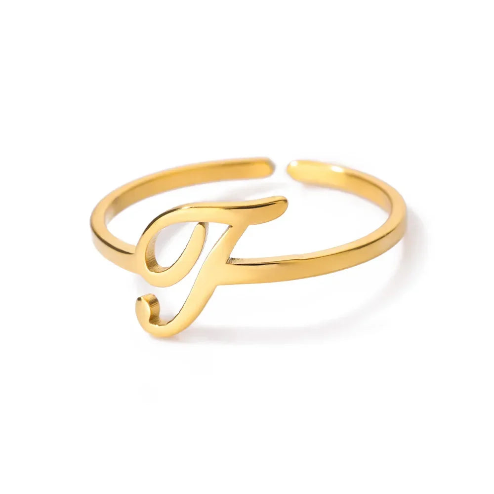 Fine personalized ring with initial j