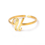 Fine personalized ring with initial u