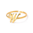Fine personalized ring with initial w