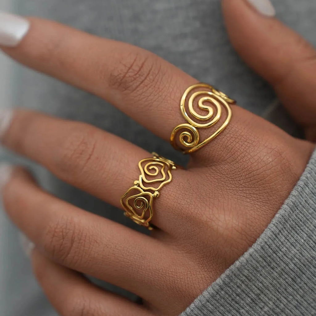 Delicate gold-plated spiral ring