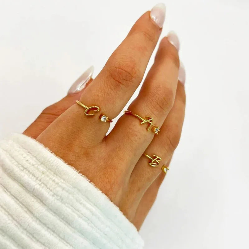 Thin women's ring personalized with initial