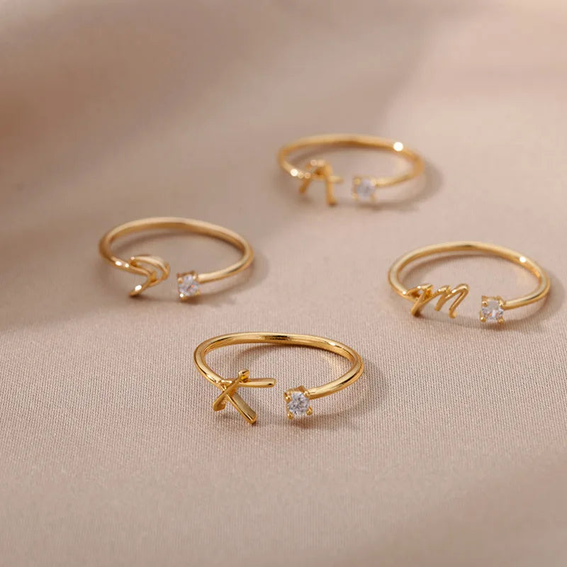 Thin women's ring personalized with initial