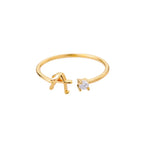 Thin women's ring personalized with initial a