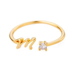 Thin women's ring with initial - letter M