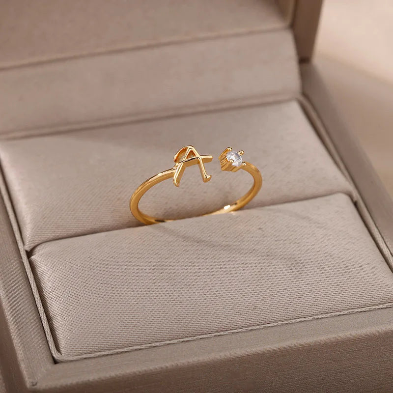 Thin women's ring personalized with initial a
