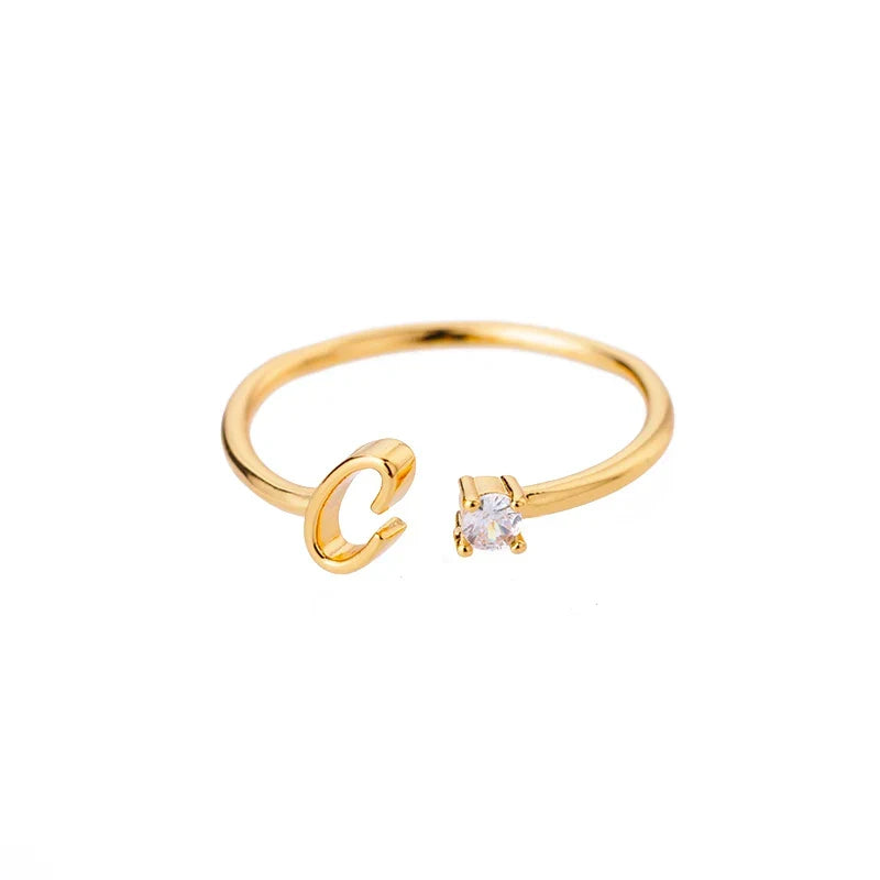 Thin women's ring personalized with initial c