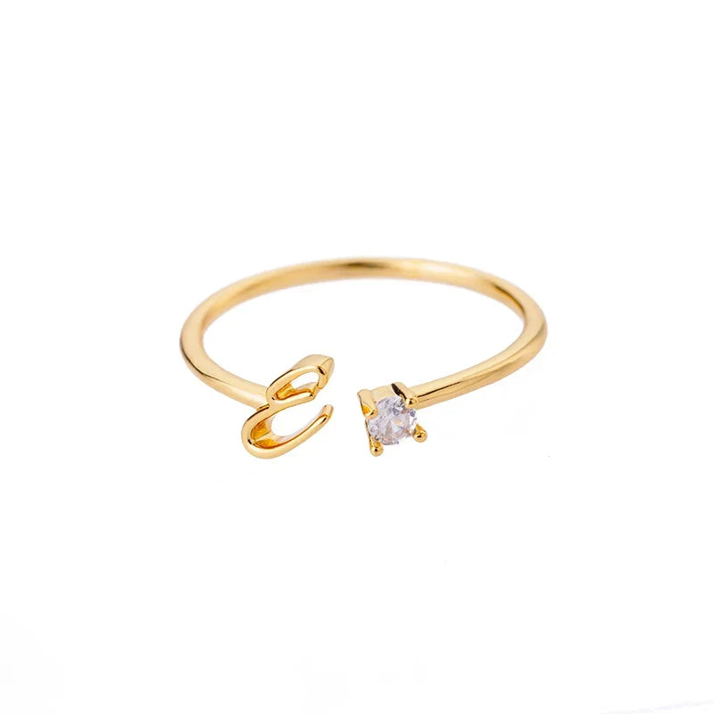 Thin women's ring personalized with initial e