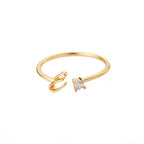 Thin women's ring personalized with initial e