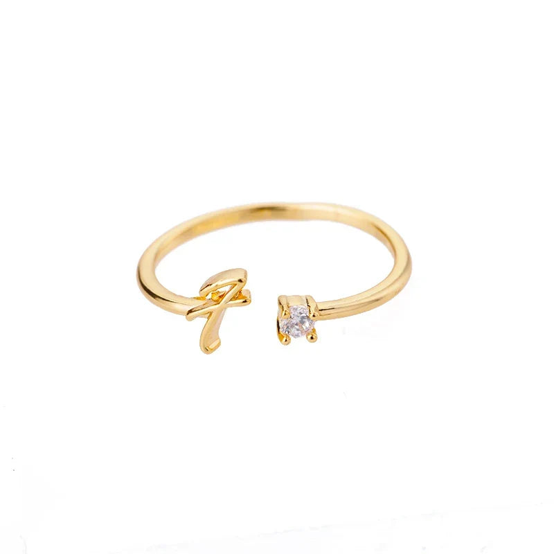 Thin women's ring personalized with initial f