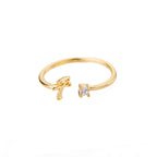 Thin women's ring personalized with initial f