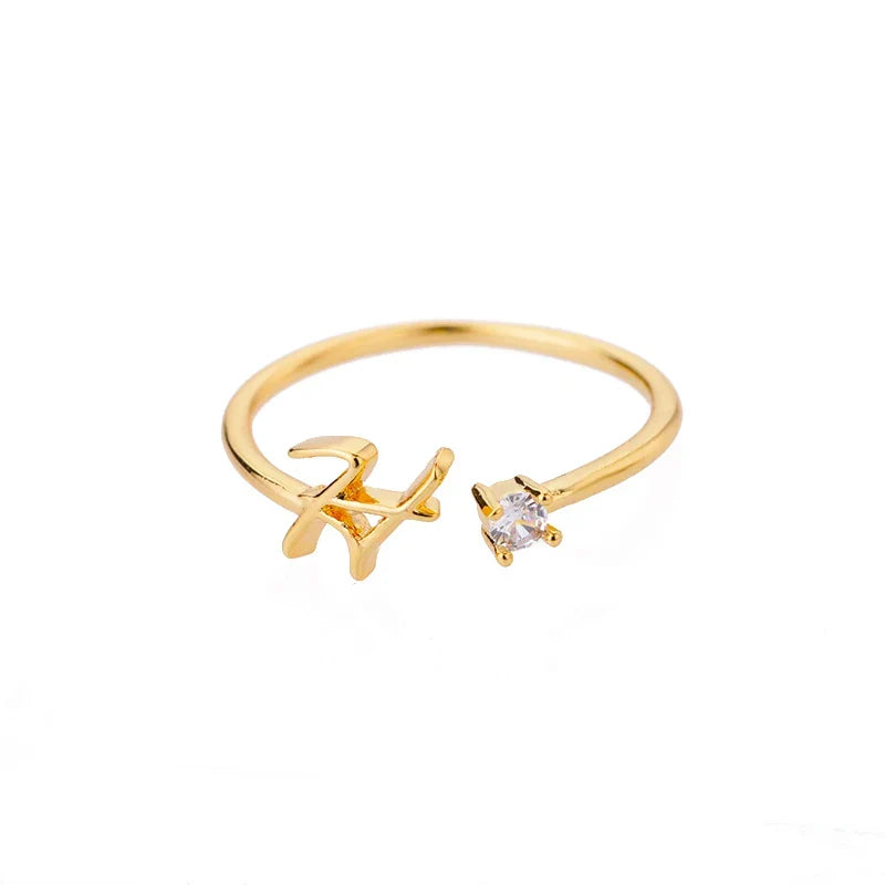 Slim women's ring with initial letter