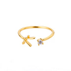 Thin women's ring personalized with initial v