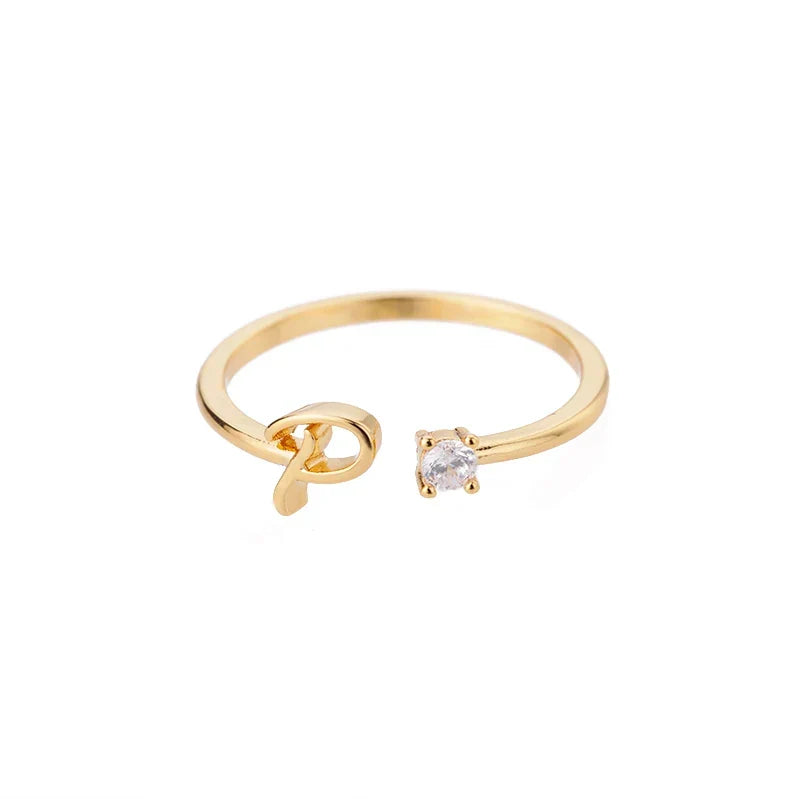 Thin women's ring personalized with initial p