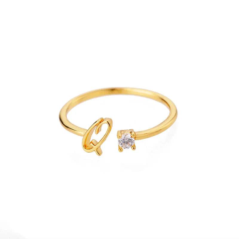 Thin women's ring personalized with initial q