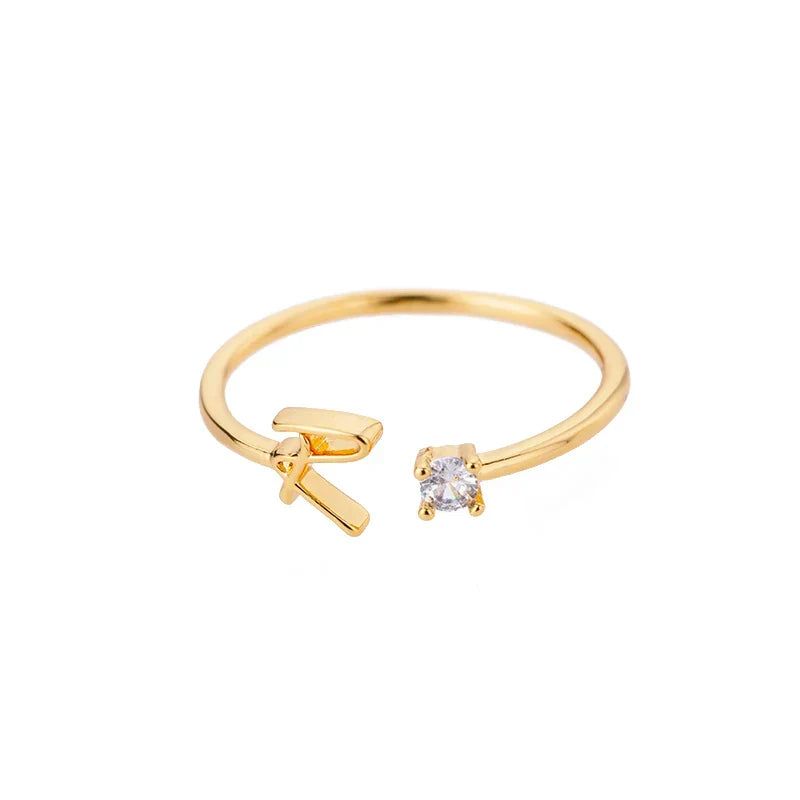Thin women's ring personalized with initial r