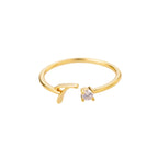 Thin women's ring personalized with initial t
