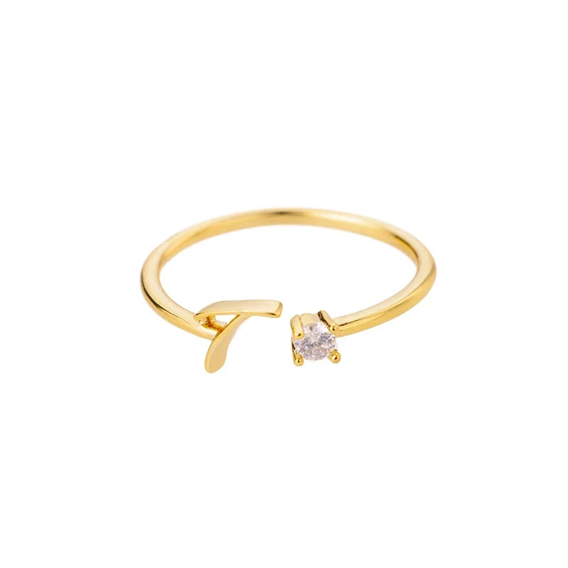 Thin women's ring personalized with initial t