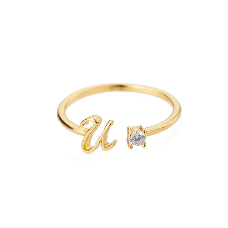 Thin women's ring personalized with initial u