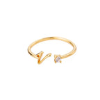 Thin women's ring personalized with initial v