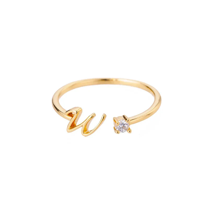 Thin women's ring personalized with initial w