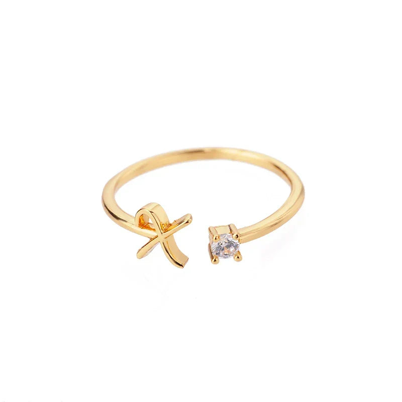 Thin women's ring personalized with initial x