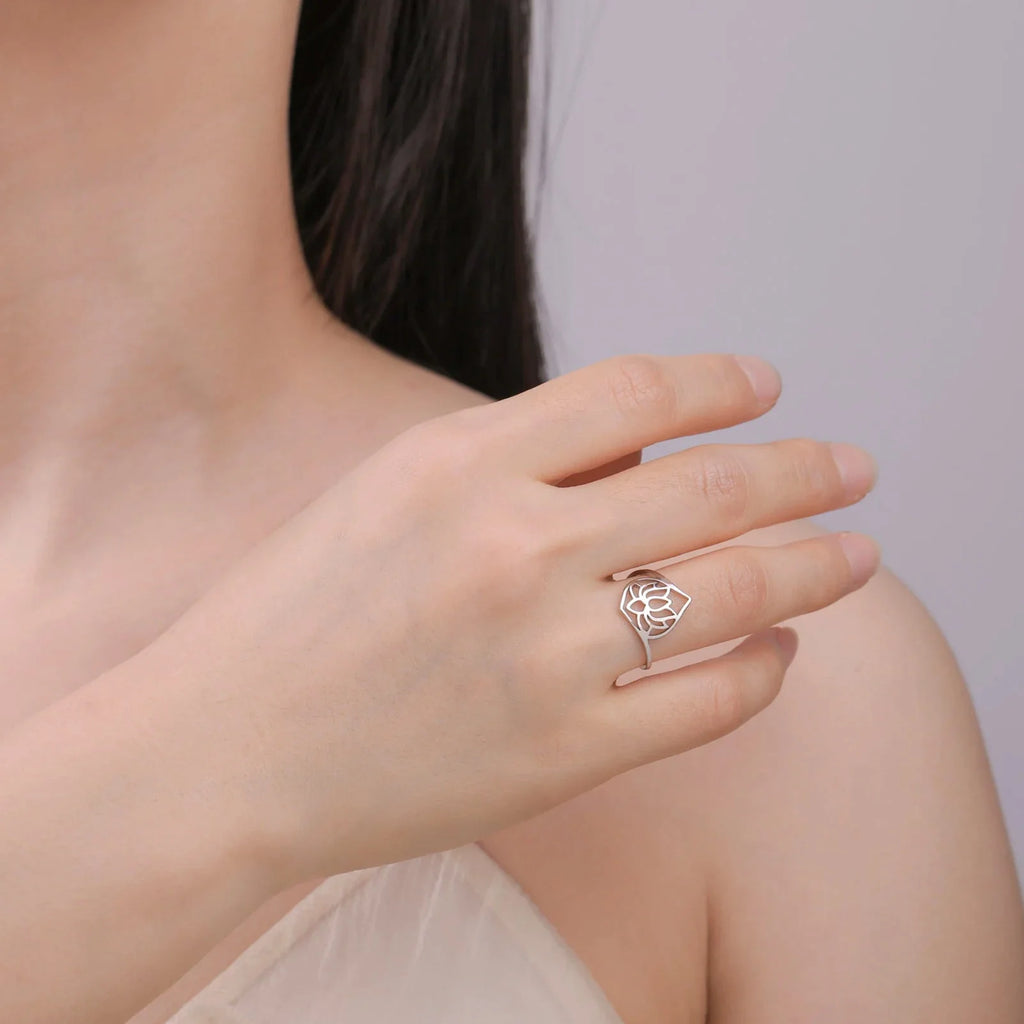 Lotus Flower Silver Ring