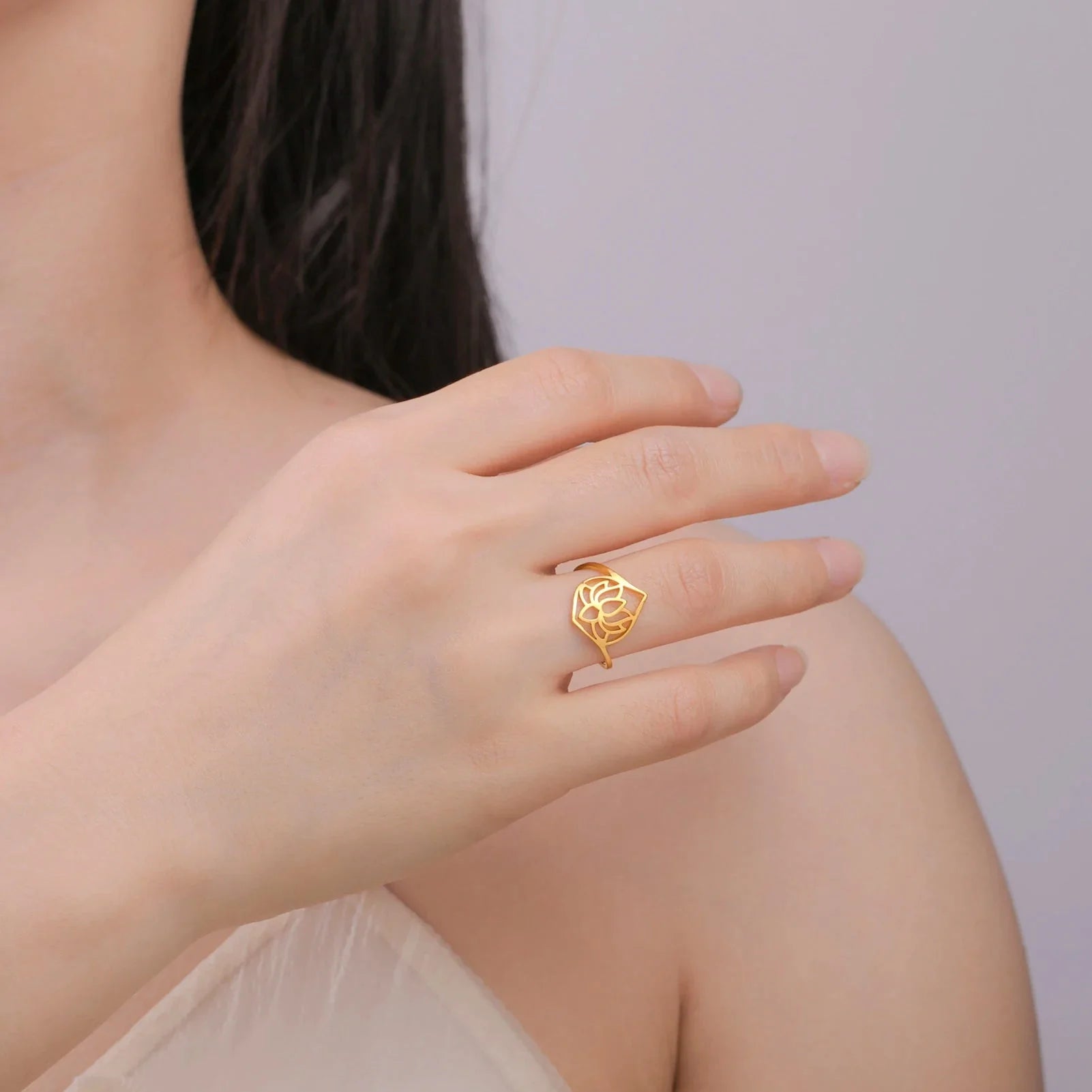 Lotus Flower Gold Ring
